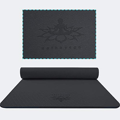 Hatha Yoga Extra Thick TPE Yoga Mat - 72"x 32" Thickness 1/2 Inch -Eco Friendly- With High Density Anti-Tear Exercise Mats For Home Gym Travel & Floor Outside - color: Black