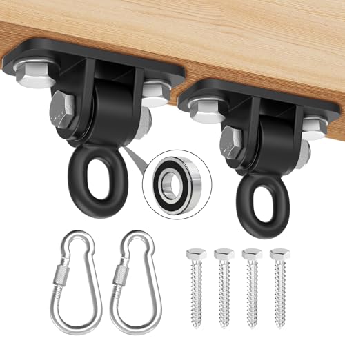 BETOOLL Swing Hangers with Bearing, Heavy Duty Porch Swing Hanging Kit for Outdoor Playground Tree Indoor Ceiling Mount Hardware Brackets Hooks for Yoga Hammock Punching Bag Accessories 2PCS Black - color: Black, size: 2 Pack