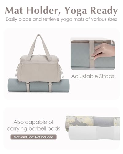 Small Gym Bag, Mini Gym Bag with Yoga Mat Holder & Wet Compartment, Camel - color: Puffer Camel
