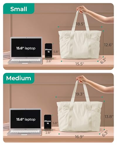 BAGSMART Gym Tote Bag for Women, 24L/28L Travel Tote Yoga Mat Bag - color: Beige, size: Small