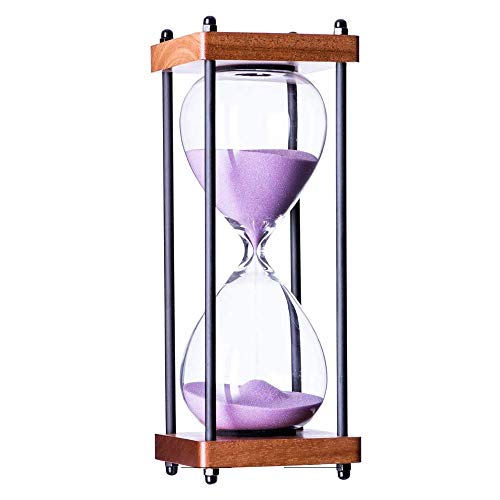 Large Hourglass Timer 60 Minute, Decorative Wooden Sandglass, Purple - color: Purple Sand
