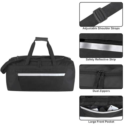40 Liter, 22 Inch Reflective Duffle Bag with Shoulder Strap for Men, Women, Travel - color: Black