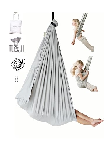 Marlowe & Co Sensory Swing for Kids Indoor Outdoor, Therapy Pod Cocoon Swing for Autism ADHD SPD, Double Layer Cotton Hammock Swing, Holds 200 lbs, 360° Swivel Hardware Included, Stone - color: Stone