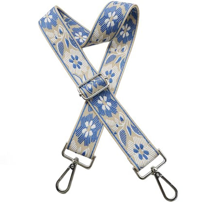 1.5" Wide Purse Strap Silver Hardware Adjustable Replacement Long Crossbody Bag Strap for Thick Shoulder Bags Canvas Handbags Straps - color: Silver Hardware-A-Blue