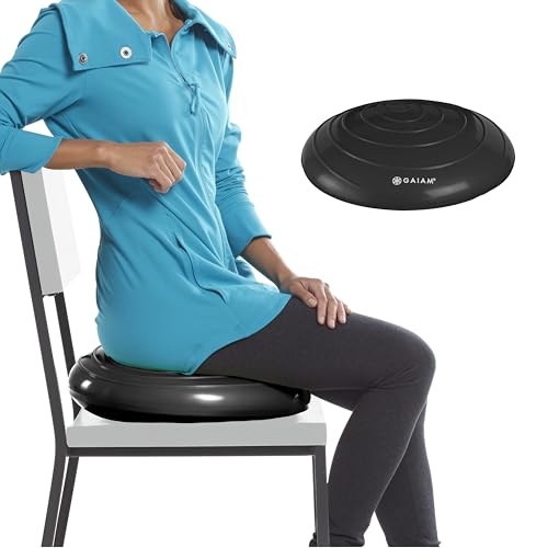 Gaiam Balance Disc Wobble Cushion, 16", Core Stability Seat | 16" Diameter | Home & Office Chair Use | Kids Wiggle Seat | Core Stability Training | Non-Slip Base - color: Black