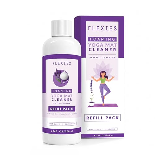 Flexies Foaming Yoga Mat Cleaner Refill Pack | Plant-Based Foaming Spray | Deep Cleans Yoga and Pilates Mats, 6.76 fl oz, Lavender - color: Refill Lavender
