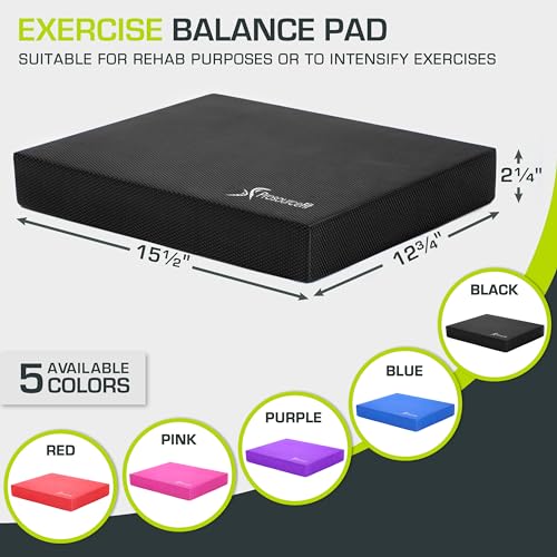 ProsourceFit Exercise Balance Pad, Non-Slip Cushioned Foam Mat & Knee Pad for Fitness and Stability Training, Yoga, Physical Therapy - color: Black, size: 15x12
