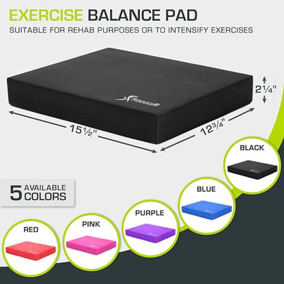 ProsourceFit Exercise Balance Pad, Non-Slip Cushioned Foam Mat & Knee Pad for Fitness and Stability Training, Yoga, Physical Therapy - color: Black, size: 15x12