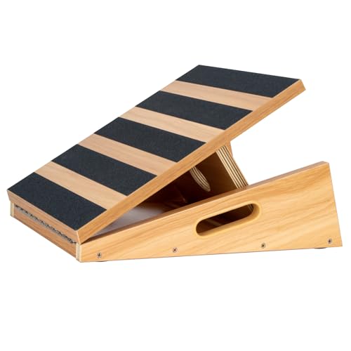StrongTek Wooden Slant Board, 5 Adjustable Angles, 500 lb, Side Handle | Partial-Coverage Grip Surface, Calf and Ankle Stretching, Squats, Physical Therapy, Rehab and Home Gym Use - style: Partial-coverage