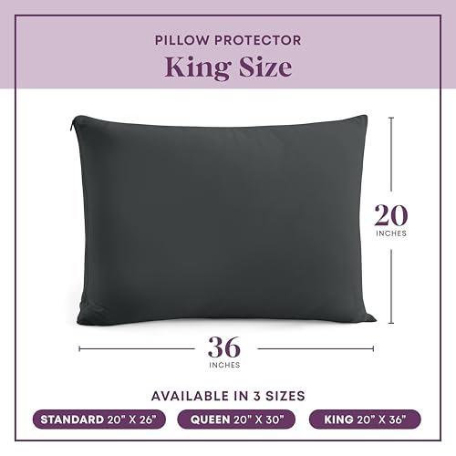 CirclesHome Pillow Protectors 2 Pack King Zippered - 100% Cotton Breathable Pillowcases - Protects Pillows from Dirt, Dust and Debris (King - Set of 2 - 20x36) - color: 4 - Dark Grey, size: King (20 x 36 inches) - Set of 2