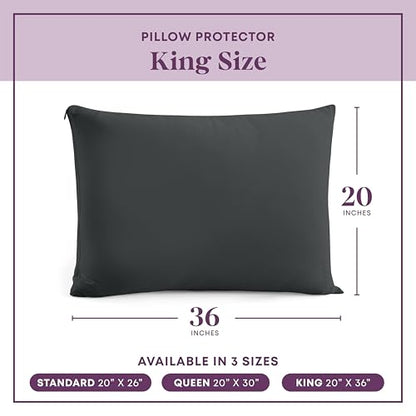 CirclesHome Pillow Protectors 4 Pack King Zippered - 100% Cotton Breathable Pillowcases - Protects Pillows from Dirt, Dust and Debris (King - Set of 4 - 20x36) - color: 4 - Dark Grey, size: King (20 x 36 inches) - Set of 4