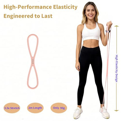 Figure 8 Resistance Bands for Home Workout, Exercise Straps with Handles for Yoga Pilates Stretching & Therapy, 15/25LB Pull Up Assist Arm Leg Wrist Hip Strength, Equipment for Women Men