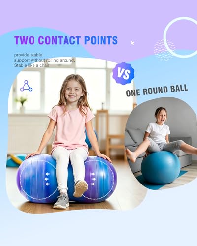 ZOOJOY Peanut Ball for Kids and Adults | 18/20Inch Anti-Burst Exercise Ball - color: Purple & Blue, size: 35 x 18 Inch