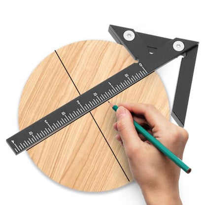 Aluminum Imperial Circle Center Positioning, 45/90 Degree Positioning Ruler, Right Angle Positioning, Centerline Positioning, Multi-Function Arrow Ruler, High-Precision Measuring Ruler,044BK - color: Black(Imperial)