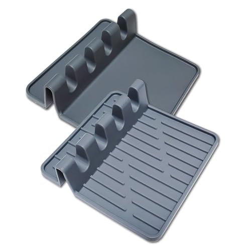 Paint Brush Holder Set, Grey, 2 Pack | Portable, Silicone Stands, 4 Slots