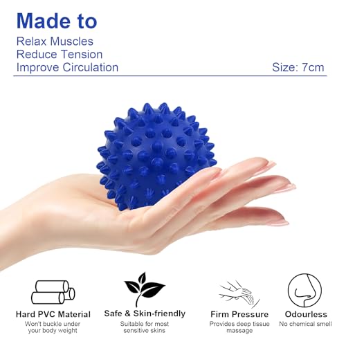 Physical Massage Therapy Ball Set: Lacrosse & Spiky Ball Set for Stress Relief, Muscle Therapy, Myofascial Release, Portable Pain Relief Tool for Gym Office Home Use (Blue-Blue) - color: Blue-blue