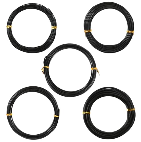 5 Rolls Bonsai Wire, 147 Feet Aluminum Bonsai Training Wires, 5 Sizes Plant Training Wires Black Plant Wires Aluminum Wire for Bonsai Tree Training Indoor DIY Crafts (1mm, 1.5mm, 2mm, 2.5mm, 3mm) - size: 1mm/1.5mm/2mm/2.5mm/3mm