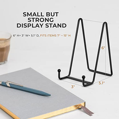TR-LIFE 4 Pack 6 Inch Plate Display Stands -Picture Holder Stand for Decorative Plate, Book, Photo Frame Easel (Black) - size: 6 Inch