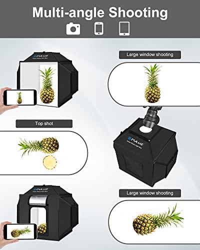 PULUZ Upgrade Light Box & Soft Box, 16"x16" Professional Shooting Tent with 480 LED Lights Photo Studio Light Box Photography with 4 Color PVC Backdrops for Jewelry and Product Photography - size: 16.0*16.0 Inch