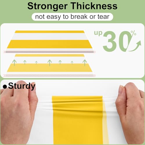 3 Packs Striped Disposable Table Cloth, 54 x 108 Inch Waterproof Rectangle Tablecloth, Leakproof & Sturdy Decorative Table Covers for Picnic, Party, Back to School and Outdoor, Yellow and White - color: Yellow and White, size: 54" X 108"
