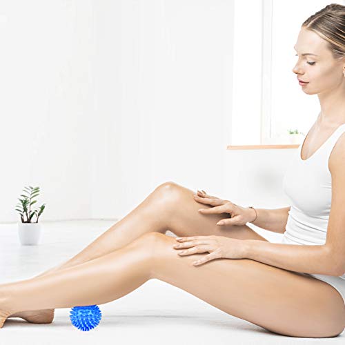 Benvo Spiky Massage Balls Pack of 3 Muscle Roller Lacrosse Balls for Plantar Fasciitis Back Shoulder Pain Relief Foot Muscles, Trigger Point Yoga, Deep Tissue, Stress Reflexology (Silver/Blue/Purple)