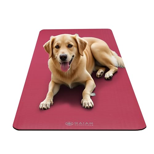 Gaiam Thick Yoga Mat, Exercise & Fitness Mat with Easy-Cinch Carrying Strap - color: Pink, size: 2/5" (10MM)