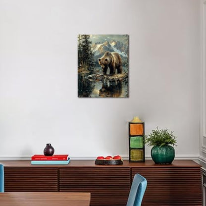 TUMOVO DIY Painting by Numbers for Adults, Bear Paint by Numbers, 16x20 Inch Adults Paint by Number Kits for Beginners on Canvas, Color by Number Art Craft Kits(Framed) - color: Bear(Framed)