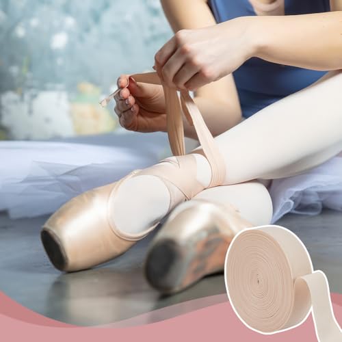 OLYCRAFT 21.9 Yards/20m Ballet Elastic Pointe Shoe 7/8 Inch Satin Stretch Ribbon Roll Minimalist Ballet Elastic Strap Pointe Shoe Ribbon Rolls for Women Shoes Accessories