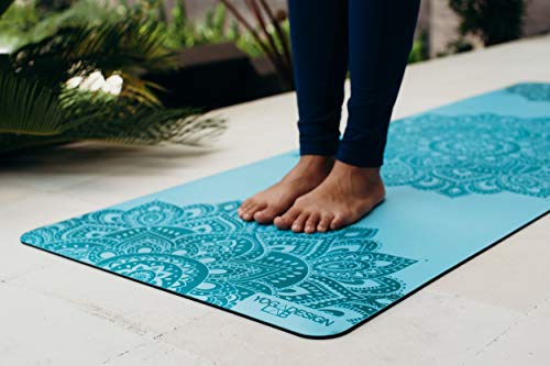 YOGA DESIGN LAB | The Infinity Mat | Luxurious Non-Slip Design Provides Unparalleled Grip to Support and Align You Beautifully | Eco-Friendly | w/Carrying Strap! - color: Mandala Aqua, size: 5mm