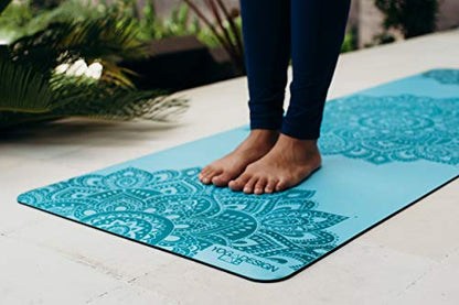 YOGA DESIGN LAB | The Infinity Mat | Luxurious Non-Slip Design Provides Unparalleled Grip to Support and Align You Beautifully | Eco-Friendly | w/Carrying Strap! - color: Mandala Aqua, size: 5mm