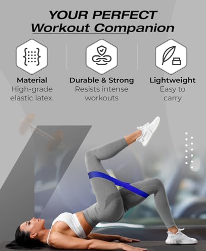 Bingwaah Loop Resistance Exercise Bands – Fabric & Elastic Sets of Exercise Bands for Strength Training - Rehab, Yoga, Pilates & Home Workout with Instruction Guide