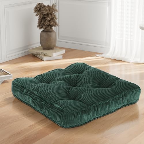 Meditation Floor Cushion, 22x22 Tufted Floor Pillow for Adults - color: Green, size: 22x22x4 inch