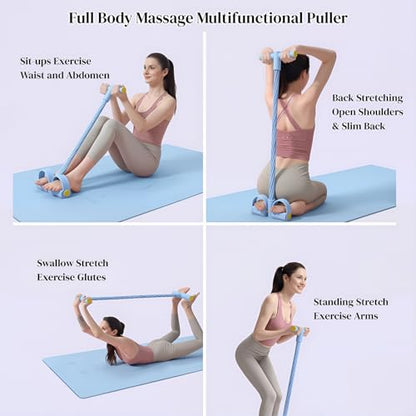Pedal Resistance Bands with Handles, Upgrade Multi Function Pedal Training Band, 6-Tubes Natural Rubber Foot Pedal Resistance, Fitness Bands for Full Body, Abdomen, Waist, Arm, Leg - color: 블루.