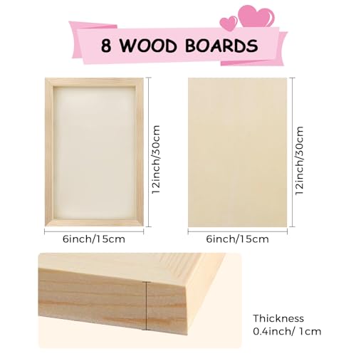 8 Pack 6x12 Inch Unfinished Square Wood Panels for DIY Painting Crafts | Blank Wood Canvas Frames for Oil Paint Pouring & Valentine Halloween Xmas Decor - size: 6"×12" 8 Pack