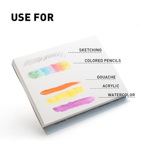 HIMI Mix Media Paper Pad 9X12''(180g/m²) 90 Sheets Mix Paper Pad, Side Wire Bound, Fine Texture, in Gouache Acrylic Art Pad for Sketching, Ink Sketch Book, Art Supplies Drawing Pad Gift (Blue) - color: Blue