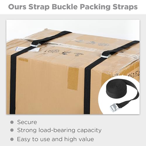 Riakrum 12 Feet 15 Pack Lashing Straps with Buckles, Adjustable, Black - color: Black, size: 12 Feet
