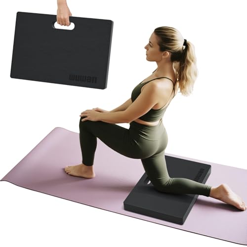 Yoga kneeling mat, 1.5inch Thick,Knee Push-ups, Plank Support & Yoga Elbows/Knees Mat Provides Cushion for Kneeling & Elbows - color: Black with leather front