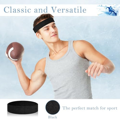 4 Pack Cotton Terry Sweat Headbands for Men Women Running Gym - color: Black