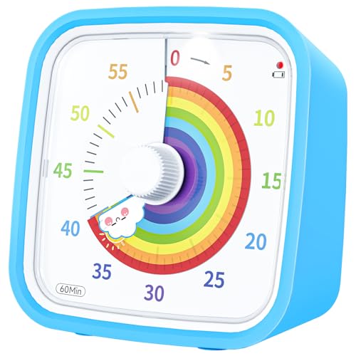 Yunbaoit Rainbow Visual Timer for Kids, 60-min Countdown Timer, Blue - color: Blue Rainbow