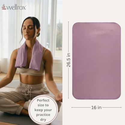Wellrox Microfiber Yoga Hand Towel – Super Soft, Quick-Dry, Non Slip Yoga Towel for Hot Pilates, Gym & Workouts (26.5" x 16", Lavender) - color: Lavender
