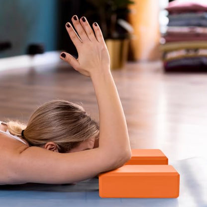 9"x6"x3" Yoga Block, 2 Pcs Soft Non-Slip Foam Blocks Supportive - color: Orange