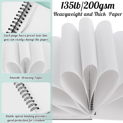 Marker Paper Pad 7.6 × 10 in, 30 Sheets, 200gsm, Double-Sided | Bleedproof Acid-Free Paper, Spiral Bound, Tear-Out Pages, Smooth for Alcohol Markers, Pens, Acrylics And Sketching - size: 7.6×10 Inch (1 pack)