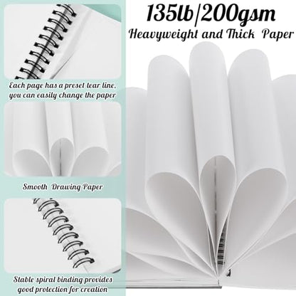 Marker Paper Pad 7.6 × 10 in, 30 Sheets, 200gsm, Double-Sided | Bleedproof Acid-Free Paper, Spiral Bound, Tear-Out Pages, Smooth for Alcohol Markers, Pens, Acrylics And Sketching - size: 7.6×10 Inch (1 pack)