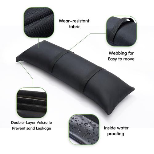 Sand Bags for Weight, 2 x 44 LBS Fillable Black SandBags | 800D Oxford Fabric Sand Bags for Umbrella Base, Outdoor Patio Umbrella Stand, Trampoline Legs(Without Sand)(2, black)