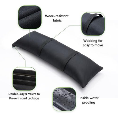 Sand Bags for Weight, 2 x 44 LBS Fillable Black SandBags | 800D Oxford Fabric Sand Bags for Umbrella Base, Outdoor Patio Umbrella Stand, Trampoline Legs(Without Sand)(2, black)