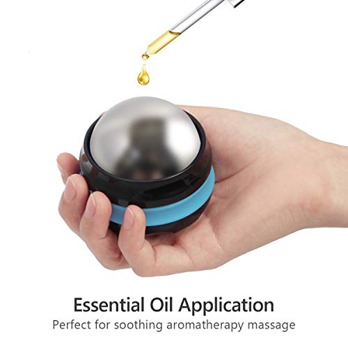 AHIER Cold Massage Roller Ball, Stainless Steel Cold Therapy Relief Tool - color: Blue Black