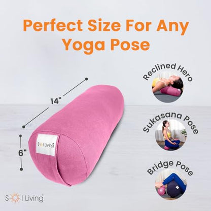 Pranayama Yoga Bolster Meditation Pillow - color: Pink, size: Cylindrical 14" x 6"