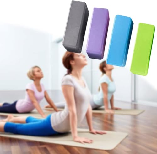 4 Pcs Yoga Blocks High Density EVA Yoga Brick Foam Blocks to Improve Strength, Flexibility and Balance, Non-Slip Surface for Yoga Pilates Meditation