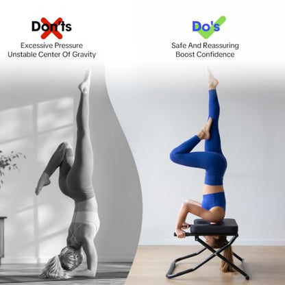 Yoga Headstand Bench, Yoga Inversion Chair Headstand Prop Upside Down Chair Yoga Head Stand Inversion Stool for Practice Head Stand, Shoulderstand, Handstand and Various Yoga Poses (Black)