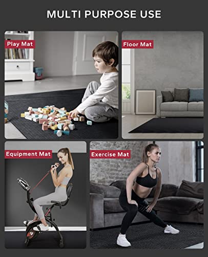 HAPBEAR Large Exercise Mat-6'x4'/7'x5'/6'x8'/6'x9'/6'x10'/6'x12'x 1/3"(8mm) - color: Black-High Density 7'×5'×⅓"